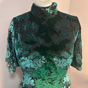 NWT Anthropologie Short-Sleeve Mock-Neck Velvet Mini Dress size L 12